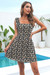 Summer New Stylish 3 Colors Flower Batch Printing Inelastic Ruffle Backless Lace-Up Hollow Sexy Mini Dress Black