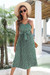 Summer New Stylish 3 Colors Inelastic Floral Batch Printing Sling Casual Midi Dress With Belt Green
