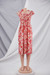 Summer New Stylish Batch Printing Sling Micro Elastic Pleated Casual Midi Dress Red