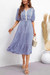 Summer New Stylish Inelastic Floral Batch Printing Lace Patchwork Lace-Up Casual Midi Dress Purple