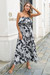 Summer New Stylish Simple Batch Printing Inelastic Strapless Loose Casual Maxi Dress Black