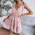 Summer New Stylish Simple Inelastic Lace-Up V-Neck Casual Mini Dress Pink