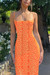 Summer New Stylish Six Colors Floral Batch Printing Adjustable Sling Stretch Slim Backless Sexy Maxi Dress Orange