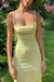 Summer New Stylish Six Colors Floral Batch Printing Adjustable Sling Stretch Slim Backless Sexy Maxi Dress Yellow