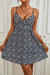 Summer New Three Colors Floral Printing Micro-Elastic Backless Low-Cut Sling Lace-Up Sexy Vacation Style Mini Dress Black