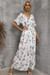 Summer Plus Size Four Colors Flower Batch Printing Inelastic V-Neck Backless Casual Pastoral Style Maxi Dress White