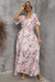 Summer Plus Size Four Colors Flower Batch Printing Inelastic V-Neck Backless Casual Pastoral Style Maxi Dress Pink