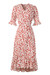 Summer Plus Size New 4 Colors Floral Batch Printing Inelastic V-Neck Ruffle Swing Slit Stylish Bohemian Midi Dress Red