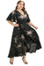 Summer Plus Size New Flowers Batch Printing V-Neck Ruffles Irregular Oversized Dress (With Belt) Black