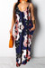 Summer Plus Size New Style 2 Colors Flowers Batch Printing Sling Maxi Dress Dark Blue