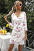 Summer Plus Size New Style Flowers Batch Printed Sexy V-Neck Three-Quarter Sleeve Dress White