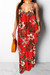 Summer Plus Size New Style Flowers Batch Printing 5 Colors Sling Maxi Dress Red