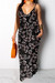 Summer Plus Size New Style Flowers Batch Printing 5 Colors Sling Maxi Dress Black