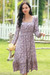 Summer Plus Size New Style Square Neck Long Sleeve Casual Holiday Dress Purple