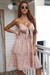 Summer Sexy Flower Printing Bowed Decor Hollow Sleeveless Midi Dress Pink