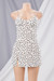 Summer Sling Flower Batch Printing Slit Lace Zip-Up Micro-Elastic Sexy Mini Dress White