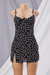 Summer Sling Flower Batch Printing Slit Lace Zip-Up Micro-Elastic Sexy Mini Dress Black