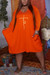 Xl-4Xl Plus Size Spring New Stylish 4 Colors Stretch Letter Fixed Printing Pocket Long Sleeves Loose Casual Mini Dress Orange