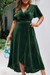 Xl-4Xl Plus Size Summer New Stylish 3 Colors Solid Color Inelastic V-Neck With Belt Split High Quality Casual Maxi Dress Dark Green