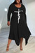 Xl-5Xl Plus Size Spring New Stylish Three Colors Crew Neck Letter Printing Irregular Hem Stretch Casual Midi Dress Black