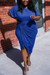 Xl-5Xl Plus Size Summer New Stylish 4 Colors Solid Color Stretch Shirring Irregular Loose Casual Midi Dress Blue