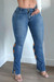 Xl-5Xl Spring New Two Colors Micro-Elastic High Waist Cutout Pockets Button Zip-Up Low-Slit Stylish Curvy Jeans Blue