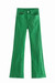 Xs-L Spring Three Colors Solid Color Micro-Elastic High Waist Pockets Button Zip-Up Stylish High Quality Flare Jeans Green