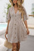 Xs-L Summer New 3 Colors Inelastic Leopard Printing V-Neck Single-Breasted Loose Casual Mini Dress Beige
