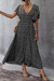 Xs-L Summer New 4 Colors Floral Batch Printing Micro Elastic V-Neck Casual Maxi Dress Black