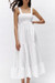 Xs-L Summer New Stylish Five Colors Square Neck Sling Inelastic Casual Maxi Dress White