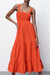 Xs-L Summer New Stylish Five Colors Square Neck Sling Inelastic Casual Maxi Dress Orange