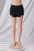 Xs-L Summer New Three Colors Micro-Elastic Raw Hem Pockets Button Zip-Up Stylish All-Match Denim Shorts Black