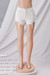 Xs-L Summer New Three Colors Micro-Elastic Raw Hem Pockets Button Zip-Up Stylish All-Match Denim Shorts White
