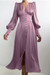 Xs-Xl Autumn New Stylish Nine Colors V-Neck Solid Color Lantern Sleeve Button Inelastic Casual Midi Dress Purple