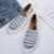 Autumn Three Colors Irregular Stripe Knitted Breathable Stylish Casual Minimalist Shoes (Heel Height:3.5Cm) Gray
