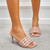Summer New 3 Colors Rhinestone Decor Square Toe Woven Stylish High-Heel Sandals(Heel Height:9Cm) Beige