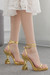 Summer New 3 Colors Solid Color Metal-Buckle Adjustable Stylish High-Heel Sandals(Front Heel Height:2Cm,Back Heel Height:11.5Cm) Gold