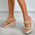 Summer New 3 Colors Woven Thick Bottoms Square Toe Stylish High-Heel Sandals(Front Heel Height:3.5Cm,Back Heel Height:12.5Cm) Gold