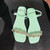 Summer New 4 Colors Solid Color Rhinestone Decor Peep Toe Stylish Sandals Green