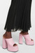 Summer New 5 Colors Solid Color Square Toe Stylish High-Heel Sandals(Front Heel Height:5Cm,Back Heel Height:14Cm) Pink