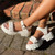 Summer New 7 Colors Solid Color Woven Thick Bottoms Metal-Buckle Adjustable Stylish Sandals(Heel Height:5Cm) White