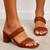 Summer New Three Colors Solid Color Woven Square Toe Stylish High-Heel Sandals(Heel Height:7.5Cm) Brown