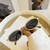 One Pc New Stylish Eight Colors Round Shape Plastic Small Frame Rhinestone Decor Polarized Uv Protection Sunglasses Dark Gray