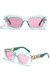 One Pc New Stylish Five Colors Square Shape Plastic Frame Metal Connected Glasses Legs Polarized Uv Protection Sunglasses Light Green
