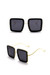 One Pc New Stylish Five Colors Square Shape Plastic Frame Metal Glasses Legs Polarized Uv Protection Sunglasses Black