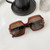 One Pc New Stylish Four Colors Christmas Day Square Shape Plastic Frame Metal Connected Uv Protection Polarized Sunglasses Brown