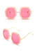 One Pc New Stylish Four Colors Hexagon Shape Plastic Stitching Metal Frame Polarized Sunglasses Pink