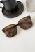 One Pc New Stylish Four Colors Square Shape Plastic Frame Metal Letter Decor Uv Protection Polarized Sunglasses Brown