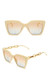One Pc New Stylish Seven Colors Square Shape Plastic Frame Hollow Decor Metal Glasses Legs Polarized Uv Protection Sunglasses Beige