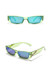 One Pc New Stylish Six Colors Letter Metal Decor Small Square Shape Plastic Frame Polarized Uv Protection Sunglasses Green